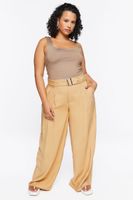 Women's Belted Wide-Leg Pants in Safari, 1X