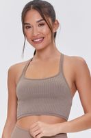 Women's Seamless Caged-Back Sports Bra in Taupe Large