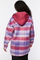 Women's Oversized Plaid Longline Coat in Pink/Blue Haze Large