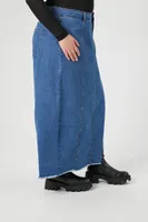 Women's Frayed Denim Maxi Skirt , 1X