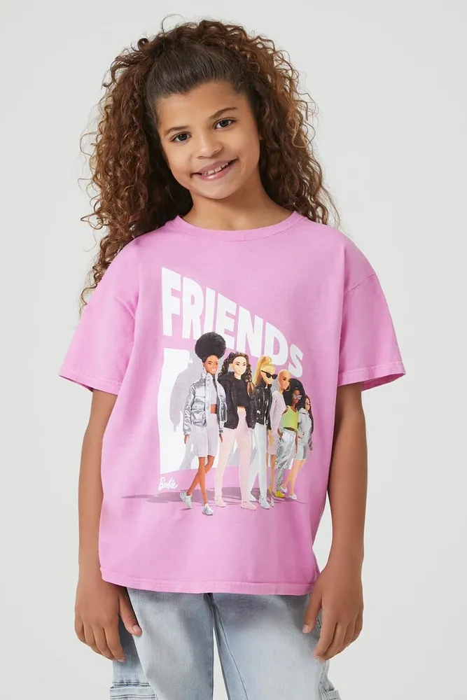 Girls Barbie Friends Graphic T-Shirt (Kids) in Pink, 9/10