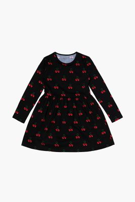 Girls Cherry Print Dress (Kids) Black,