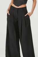 Women's Mid-Rise Wide-Leg Trouser Pants in Black Medium