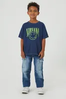 Kids Nirvana Graphic T-Shirt (Girls + Boys) in Blue, 13/14