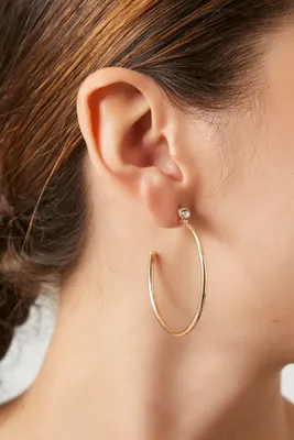 Women's Rhinestone Stud Hoop Earrings in Gold/Clear