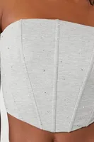 Women's Cropped Corset Tube Top in Heather Grey Small