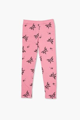 Girls Butterfly Print Leggings (Kids) Pink/Black,
