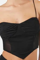 Women's Mesh Cropped Cami in Black, XS