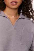 Women's Split-Neck Collared Sweater