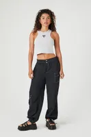 Women's Cropped Heart Graphic Tank Top in Grey/Black Large