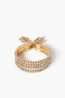 Women's Rhinestone Box Chain Cuff Bracelet in Gold/Clear