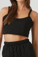 Women's Quilted Cropped Cami in Black Small