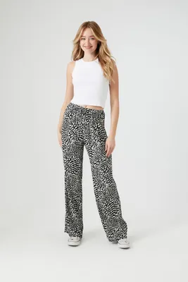 Women's Abstract Print Drawstring Pants in Black Small