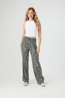 Women's Abstract Print Drawstring Pants in Black Medium