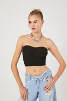 Women's Ruched Cropped Tube Top Medium