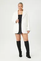 Women's Faux Leather Blazer in White, 3X