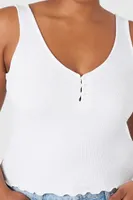 Women's Lettuce-Edge Tank Top in White, 2X