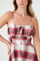 Women's Plaid Mini Cami Dress in Pink/White Small