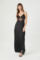 Women's Satin Lace Maxi Slip Dress