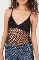 Women's Crochet Sweater-Knit Cami in Black Small