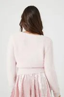 Women's Fuzzy Knit Surplice Sweater Pink