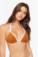 Women's Terry Cloth Triangle Halter Bikini Top Maple