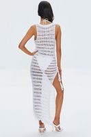 Women's Crochet Thigh-Slit Maxi Dress in Cream Large