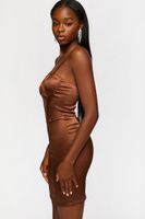 Women's Satin Bustier Mini Dress in Brown Large