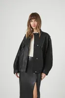 Women's Faux Leather Drop-Shoulder Jacket Black