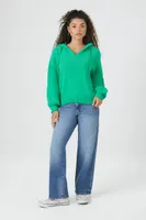 Women's Hooded Drop-Sleeve Sweater in Emerald Medium