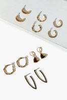 Women's Assorted Hoop Earring Set in Clear/Gold