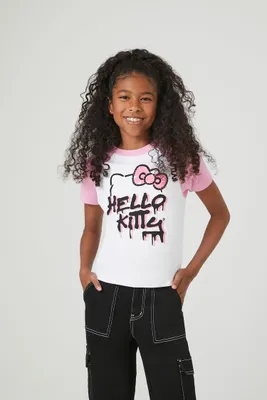 Girls Hello Kitty Raglan T-Shirt (Kids) in Pink, 13/14