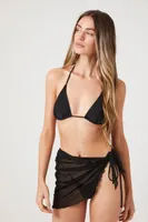 Women's Mesh Swim Cover-Up Sarong in Black Large