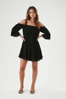 Women's Off-the-Shoulder Mini Dress in Black Small
