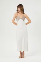 Women's Satin Colorblock Maxi Slip Dress