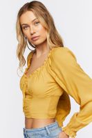 Women's Ruffle Smocked Crop Top Gold