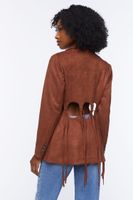 Women's Faux Suede Cutout Blazer in Chocolate Large