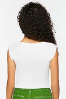 Women's Ribbed Cap Sleeve Crop Top White