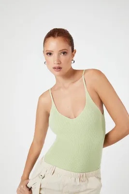 Women's Sweater-Knit V-Neck Cami Bodysuit