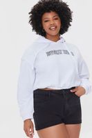 Women's Embroidered Beverly Hills Hoodie in White, 3X