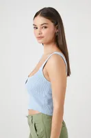 Women's Sweater-Knit Cutout Cropped Tank Top in Bluebell, XL