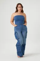 Women's Strapless Denim Jumpsuit Medium Denim,