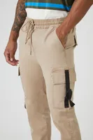 Men Twill Cargo Drawstring Joggers in Taupe Medium