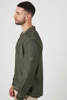 Men Lyocell Mineral Wash Shirt in Olive Medium