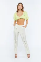 Women's Micro-Cutout Straight-Leg Pants Ivory