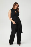 Women's Sweater-Knit Tunic & Pants Set in Black, 3X