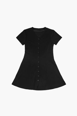 Girls Crepe A-Line Dress (Kids) in Black, 11/12