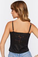 Women's Floral Lace Ruched Cami in Black Medium