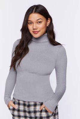 Women's Ribbed Turtleneck Sweater-Knit Top