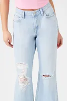 Women's Distressed Flare Jeans in Light Denim, 26